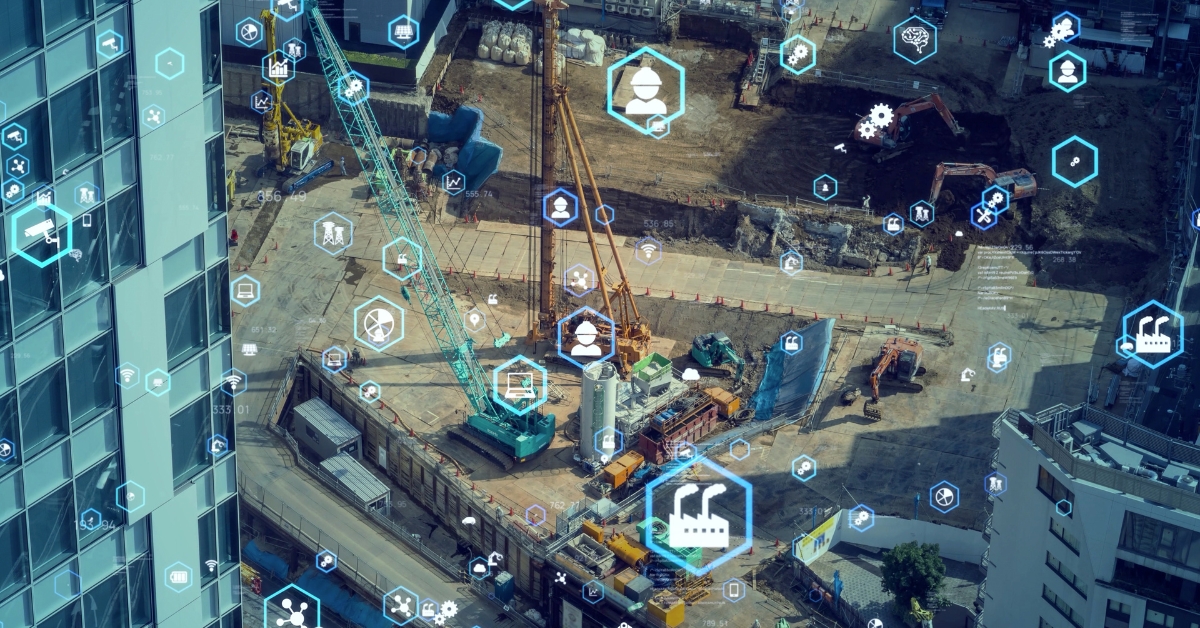 Construction industry reliant on reliable internet and technology concept